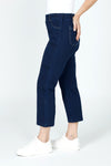 Jean Terry Crop Pant with Pockets in Denim.  Elastic waist pull on with 5 pocket styling and faux fly.  Contrast color top stitching.  Falls straight from hip.  24" inseam._t_59584201687406