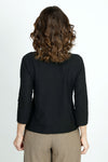 Organic Rags Linen Blend Boatneck Top in Black.  Banded boatneck  with 3/4 sleeve.  A line.  Relaxed fit._t_52912190554478