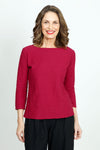 Organic Rags Linen Blend Boatneck Top in Cardinal red.  Banded boatneck  with 3/4 sleeve.  A line.  Relaxed fit._t_52912190620014