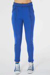 Mododoc Cashmere French Terry Seamed Ankle Pant in Cosmic Cobalt.  Ribbed pull on waistband with front slash pockets. Center leg seaming.  Slim leg.  27 1/2" inseam._t_59514439860590