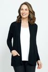 Metric Open Cardigan in Black. Long cardigan with open front and long sleeves. 2 front pockets. Deep rib trim at hem and cuff. Classic fit._t_36312568037576