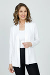 Metric Open Front Ribbed Cardigan in White.  Open front knit with ribbed shawl collar.  Long sleeves.  Diagonal rib detail at front hem. Classic fit._t_59584091554158