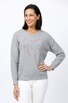 Ten oh 8 Heart Stitch Sweater in Gray.  Waffle knit crew neck sweater with long sleeves. Multi colored hand stitched heart outline on front.  Rib trim at neck hem and cuff.  Relaxed fit._t_52894026563950