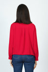 Top Ligne  Pocket Tie Blouse in Red.  Pointed collar button down with cinch tie at hem.  Long sleeves with button cuff.  Relaxed fit._t_59595188994414