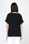 Top Ligne Airflow Dolman V Neck Top in Black.  Lightly textured and airy top.  V neck with short cuffed dolman sleeves.  A line shape.  Relaxed fit._t_59764799930734