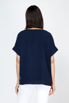 Top Ligne Airflow Dolman V Neck Top in Navy.  Lightly textured and airy top.  V neck with short cuffed dolman sleeves.  A line shape.  Relaxed fit._t_59764799865198