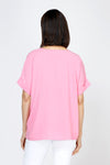 Top Ligne Airflow Dolman V Neck Top in Peony.  Lightly textured and airy top.  V neck with short cuffed dolman sleeves.  A line shape.  Relaxed fit._t_59764799668590