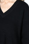 Ten Oh 8 Waffle V Neck in Black.  Relaxed waffle knit sweater with v neck and long sleeves.  Deep rib at neck, hem and cuff.  Side slits._t_59519626215790