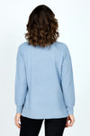 Ten Oh 8 Waffle V Neck in Blue.  Relaxed waffle knit sweater with v neck and long sleeves.  Deep rib at neck, hem and cuff.  Side slits._t_59519626314094