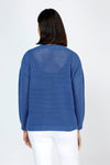 Ten Oh 8 Star Sweater in Indigo.  Open weave sweater with large solid intarsia star in front.  Crew neck long sleeve sweater with dropped shoulder.  Rib trim at neck, hem and cuff.  Relaxed fit._t_59742860542318