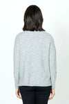 Ten Oh 8 V neck Sweater with Stars in Gray.  Solid and outlines star print on front and sleeves.  Heathered knit.  Long sleeves.  Rib trim at neck, hem and cuff.  Plain back.  Side slits.  Relaxed fit._t_59402397876590