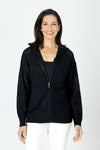 Ten Oh 8 Perforated Zip Hoodie in Black.  Zip front sweater with open weave knit.  Crew neck with attached hood with drawstring.  Long sleeves.  Solid rib trim at neck, hem and cuff.  Relaxed fit._t_59670445130094