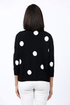 Ten Oh 8 Dots V Neck Sweater in Black with White Dots. V neck 3/4 sleeve sweater. Rib trim at neck hem and cuff. Relaxed fit._t_35747753165000