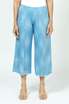 Top Ligne Jean Terry Seamed Pant.  Cropped terry in light blue.  Denim effect pant with raised center seaming and seam detail. Sewn edges.  Elastic pull on pant. Wide leg.  22" length._t_35740736323784