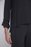 LIV by Habitat Foundation Pleated Top in Black.  Crew neck boxy top.  Bracelet sleeve with pleated detail.  Shark-bite inverted curved hem.  Relaxed fit._t_52923780956526