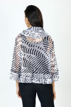 Top Ligne Mixed Stripes Mesh Jacket in Black/White animal print.  Broad wide collar zip front mesh jacket.  3/4 sleeve with cuff.  Inset flounce at hem.  Relaxed fit._t_59662975795566