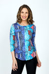 Top Ligne Floral Fusion Crew in Multi.  Bright abstract print.  Crew neck with 3/4 sleeve.  Banded neckline.  Curved hem. Relaxed fit._t_59570780209518