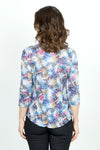 Top Ligne Plaid Flowers Top in Multi.  Rose embossed print with multi plaid and splash prints overprint.  V neck 3/4 sleeve top with curved hem.  Relaxed fit._t_36098259353800