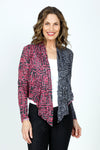 Top Ligne Geo Rose Cardigan.  Black and gray rose print with pink grid over print.  Open front cropped cardigan with long sleeves.  May be tied in front.  Relaxed fit._t_59570495455598