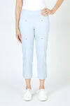 Elliott Lauren Slant Pocket Crop Cargo Pant in Frost blue.  Pull on pant with hidden elastic waistband.  Slant front cargo pockets.  2nd cargo pocket on side.  Stud detail.  Center seam detail.  24 1/2" inseam. _t_59635533054318