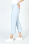 Elliott Lauren Slant Pocket Crop Cargo Pant in Frost blue.  Pull on pant with hidden elastic waistband.  Slant front cargo pockets.  2nd cargo pocket on side.  Stud detail.  Center seam detail.  24 1/2" inseam. _t_59635533087086