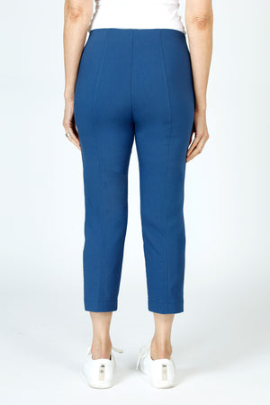 Elliott Lauren Slant Pocket Crop Cargo Pant in Marine blue.  Pull on pant with hidden elastic waistband.  Slant front cargo pockets.  2nd cargo pocket on side.  Stud detail.  Center seam detail.  24 1/2" inseam. _59635533250926