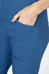 Elliott Lauren Slant Pocket Crop Cargo Pant in Marine blue.  Pull on pant with hidden elastic waistband.  Slant front cargo pockets.  2nd cargo pocket on side.  Stud detail.  Center seam detail.  24 1/2" inseam. _t_59635533316462