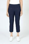 Elliott Lauren Slant Pocket Crop Cargo Pant in Navy.  Pull on pant with hidden elastic waistband.  Slant front cargo pockets.  2nd cargo pocket on side.  Stud detail.  Center seam detail.  24 1/2" inseam. _t_59670223585646