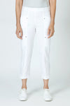 Elliott Lauren Slant Pocket Crop Cargo Pant in White.  Pull on pant with hidden elastic waistband.  Slant front cargo pockets.  2nd cargo pocket on side.  Stud detail.  Center seam detail.  24 1/2" inseam. _t_59635533021550