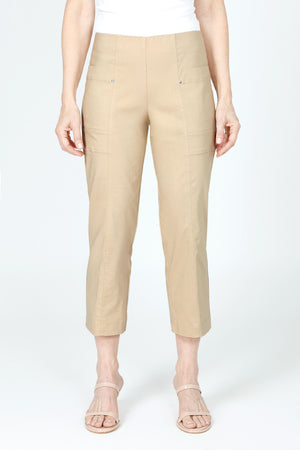 Elliott Lauren Classic Cargo Pant in Shortbread.  Pull on pant with hidden elastic waist.  Center seams front and back.  Front cargo pockets with stud detail.  Slim leg.  Inseam: 24 1/2"_59519366201710