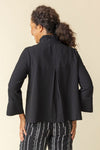 Habitat Crinkle Swing Jacket in Black.  Crinkle fabric.  Adjustable wire collar button down with novelty buttons.  2 front angled pockets with button detail. 3/4 sleeve with split cuff and single button detail.  Back yoke and inverted back pleat.  Relaxed fit._t_59770222707054