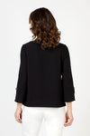 Habitat Crinkle Flutter Sleeve Top in Black.  Crinkle fabric.  Crew neck 3/4 sleeve top with tulip cuff and button detail at cuff.  Straight hem.  Relaxed fit._t_59821378535790