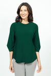 Sympli Classic Fit Lantern Top in Evergreen.  Banded crew neck with 3/4 lantern sleeve.  Curved hem.  Relaxed fit._t_52882813485422