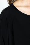 Sympli Trim Boxy Top in Black.  Crew neck with long dolman sleeve and banded cuff.  Diagonal front seam with pieced asymmetric hem.  Boxy fit._t_59519394742638