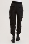 XCVI Sonova Pant in Black.  Pull on pant with terry elastic waist.  Front slash pockets.  Double cargo pockets with snap closures.  2 back snap flap pockets. Cinchable side seams with toggle closure.  Inseam: 28 1/2"._t_59594316841326