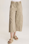 XCVI Seaver Gauchoin Tanglewood.  Pull on pant with 1x1 rib waistband and drawstring.  2 deep front pockets with grommet trim and gathers.  2 rear patch pockets.  Wide leg, raw hem.  Inseam: 24 1/2"_t_59776995721582