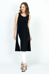 Sympli High Slit Over Under. Long tunic with deep slits over each leg. Crew neck sleeveless top. A line. Relaxed fit._t_35998419976392