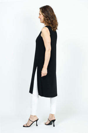 Sympli High Slit Over Under. Long tunic with deep slits over each leg. Crew neck sleeveless top. A line. Relaxed fit._35998419910856