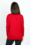 Metric V Neck Ribbed Sleeve Sweater in Urban Red. V neck sweater with dropped shoulder and long ribbed sleeve. Ribbed hem with side slits. Relaxed fit._t_59412207403374