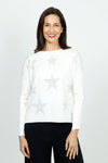 Metric Sweater with Stars in Ivory. Crew neck sweater with irridescent stars created from silver grommets. Long sleeves. _t_52986679591278