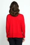 Metric Pull Over Seam Sweater in Fiery Red.  Crew neck long sleeve sweater with center raised seams.  Deep rib trim at hem and cuff.  Rolled neckline.  Relaxed fit._t_59513438208366