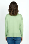 Metric Pull Over Seam Sweater in Pale Green.  Crew neck long sleeve sweater with center raised seams.  Deep rib trim at hem and cuff.  Rolled neckline.  Relaxed fit._t_59513438273902