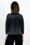 Metric Cascading Sequin Pullover in Black.  Cascading rhinestone sequins on front, back and sleeves.  Crew neck 3/4 sleeve knit with rib trim at neck, hem and cuff.  Relaxed fit._t_52985480118638