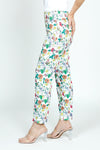 Holland Ave Bright Floral Ankle Pant with Pockets.  Soft ponte pull on pant with 2 1/2" curved waist band.  2 front slash pockets.  Snug through hip.  Slim through leg.  28" inseam._t_59540760887662