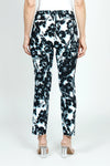 Holland Ave Shadow Floral Ankle Pant in Black/White/Sky.  Black abstract floral print with sky blue shadowing on a white background.  2 1/2" curved waistband pull on pant.  Snug through hip and thigh, slim to hem.  28" inseam._t_59575666245998