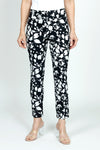 Holland Ave Midnight Garden Ankle Pant in Black/White.  White garden print on a black background.  2 1/2" curved waistband pull on pant.  Snug through hip and thigh, slim to hem.  28" inseam._t_59575629316462