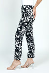 Holland Ave Midnight Garden Ankle Pant in Black/White.  White garden print on a black background.  2 1/2" curved waistband pull on pant.  Snug through hip and thigh, slim to hem.  28" inseam._t_59575629283694