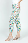 Holland Ave Bright Floral Crop with Pockets.  Soft ponte pull on pant with 2 1/2" curved waist band.  2 front slash pockets.  Snug through hip.  Slim through leg.  25" inseam._t_59490950119790