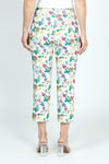 Holland Ave Bright Floral Crop with Pockets.  Soft ponte pull on pant with 2 1/2" curved waist band.  2 front slash pockets.  Snug through hip.  Slim through leg.  25" inseam._t_59490950087022