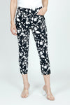 Holland Ave Midnight Garden Crop Pant in Black/White.  2 1/2" curved elasticized waist with 2 front slash pockets.  Snug through hip; slim through thigh and leg.  25" inseam._t_59490952380782